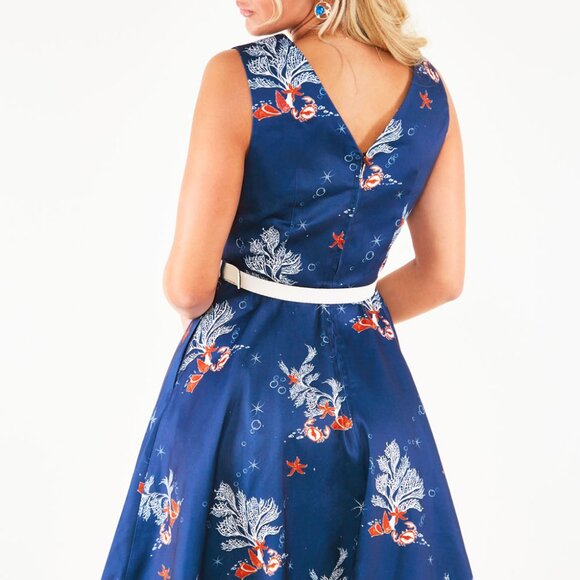 Voodoo Vixen Sea Print Flare Dress - Picture 4 of 8